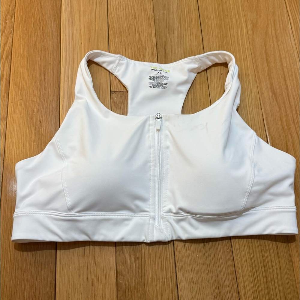 Tek Gear White Zip-Front Sports Bra